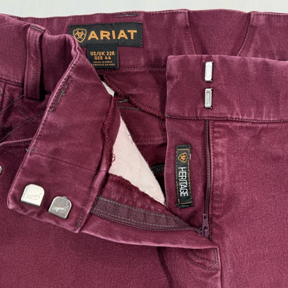 ARIAT Womens Heritage Riding Equestrian Breeches 32R Burgundy Stretch Suede‎ - Picture 6 of 16